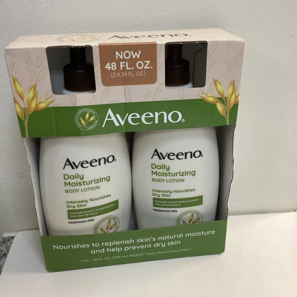 Aveeno Daily Moisturizing Body Lotion 2 x 24 Fl Oz (709g) Fragrance Free